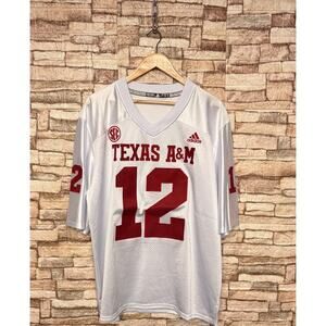 white Adidas Texas A&M Aggies Premier Football Jersey 12th Man SEC Sz Large